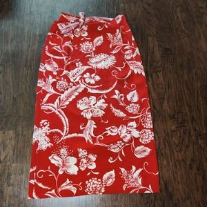 Women's Ralph Lauren Rap Around 100% Rayon Skirt Red Floral Print Size 8